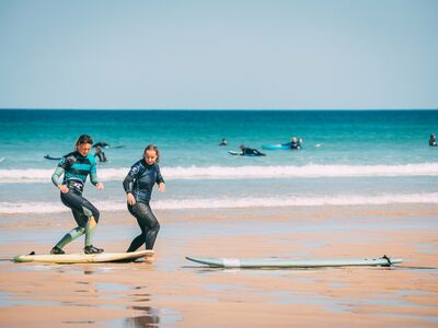 surf lesson in north cornwall for up to eight people