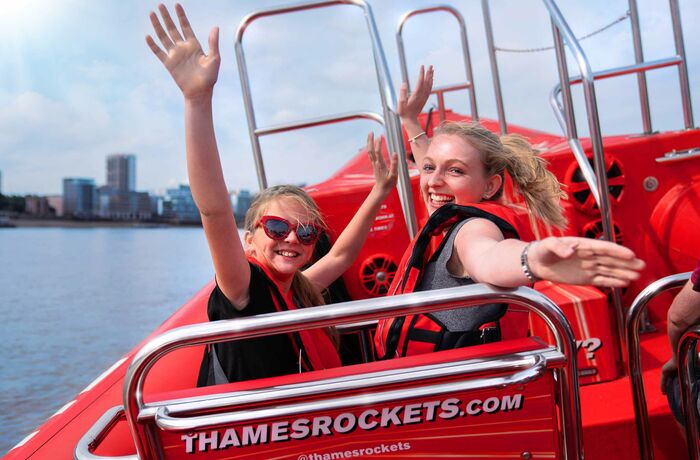 two happy passengers a thames rockets ultimate speedboat experience on the thames in london