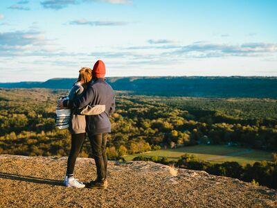 couple overlooking countryside