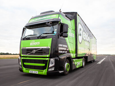 a hgv lorry on a race track for a lorry driving experience day